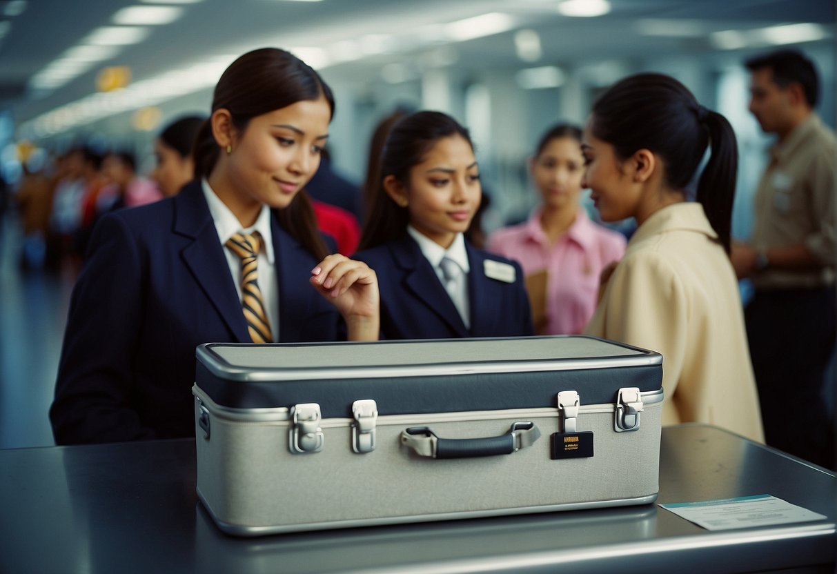 Unaccompanied minors' luggage tagged, passports checked, and flight attendants briefed before international departure