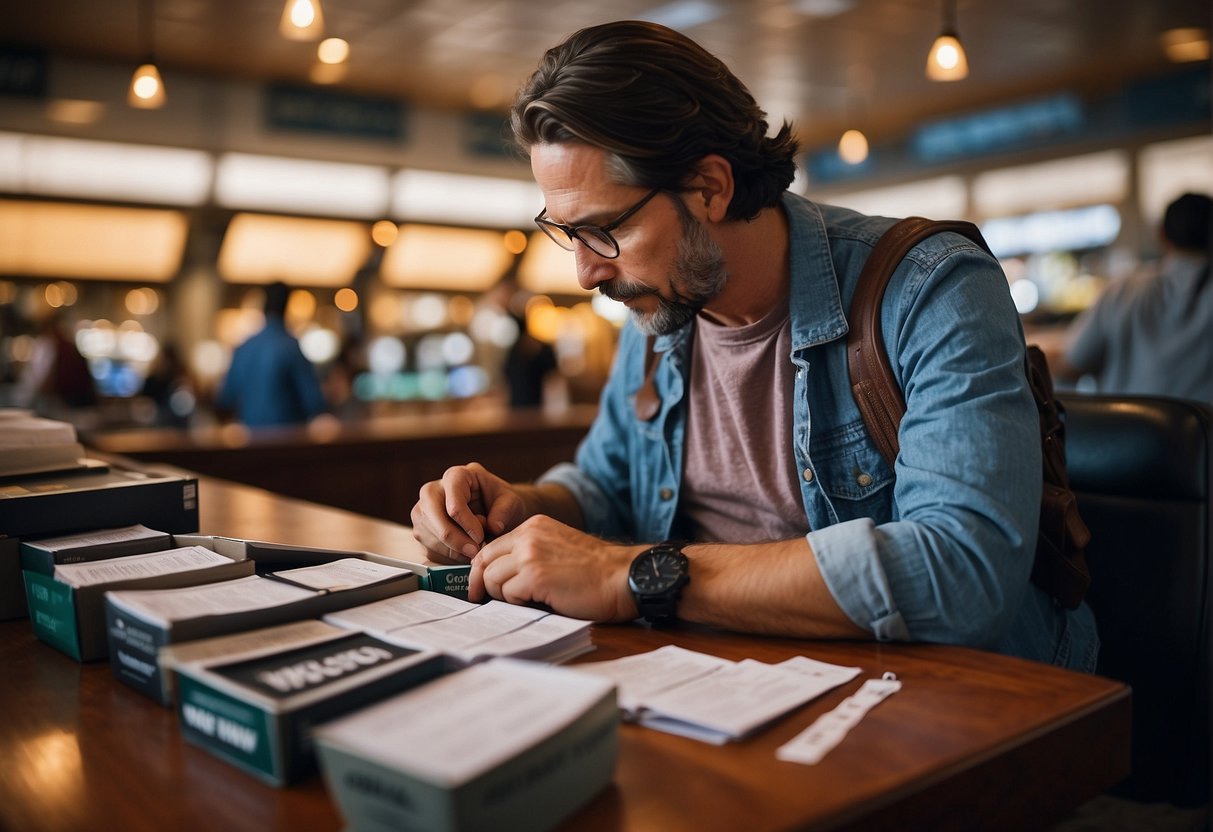 A traveler consults country-specific resources for prescription drug guidance before international travel